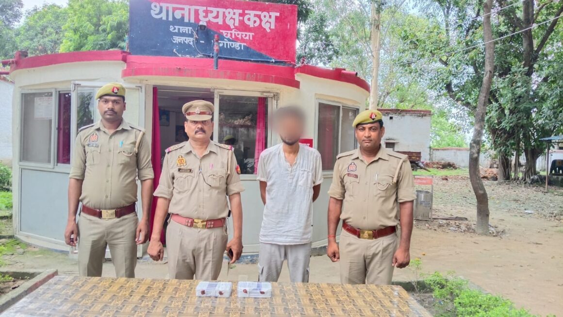 दुकान की दीवाल तोड़कर चोरी करने वाले शातिर चोर को छपिया पुलिस ने किया गया गिरफ्तार